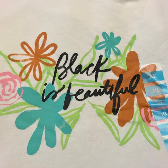 NWT Feeling Proud brand "Black is beautiful" white hoodie floral design - Picture 3 of 6